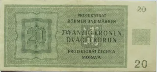 Czech Republic 20 Korun, 1944 reverse